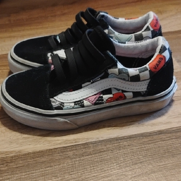 Vans Other - 🚨5 For $25🚨Vans Kids 10.5 Black and White Checkered Sneakers with Red Accents